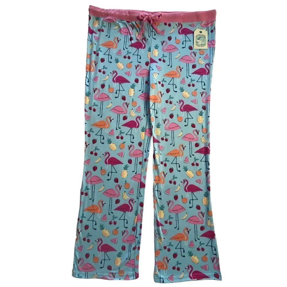 Nite Nite by Munki Munki 1X Flamingo Pattern Pajama Pants